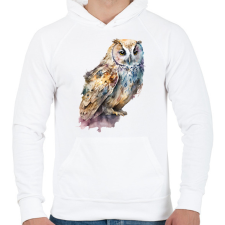 PRINTFASHION Bagoly - Férfi kapucnis pulóver - Fehér férfi pulóver, kardigán