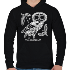PRINTFASHION Bagoly - Férfi kapucnis pulóver - Fekete férfi pulóver, kardigán