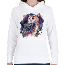 PRINTFASHION Bagoly  - Női kapucnis pulóver - Fehér női pulóver, kardigán