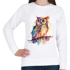 PRINTFASHION Bagoly  - Női pulóver - Fehér női pulóver, kardigán