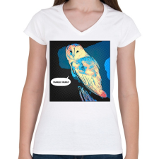 PRINTFASHION Bagoly - Női V-nyakú póló - Fehér női póló