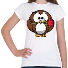PRINTFASHION Bagoly rózsaszállal - Női póló - Fehér női póló