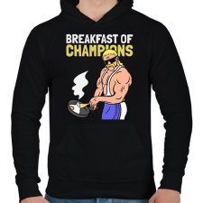 PRINTFASHION Bajnokok reggelije - Férfi kapucnis pulóver - Fekete férfi pulóver, kardigán