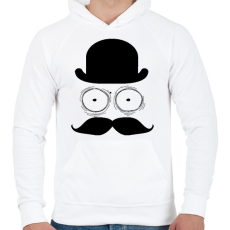 PRINTFASHION bajusz - Férfi kapucnis pulóver - Fehér