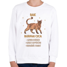 PRINTFASHION Bak - Burmai cica - Gyerek pulóver - Fehér