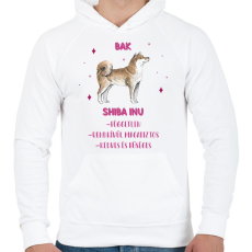 PRINTFASHION Bak - Shiba inu - Férfi kapucnis pulóver - Fehér