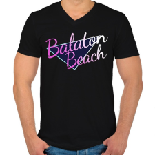 PRINTFASHION Balaton Beach - Férfi V-nyakú póló - Fekete férfi póló