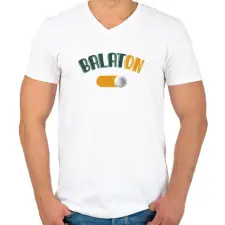 PRINTFASHION BalatON - Férfi V-nyakú póló - Fehér férfi póló
