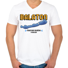 PRINTFASHION BALATON magyar riviéra - Férfi V-nyakú póló - Fehér férfi póló