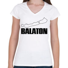 PRINTFASHION balaton - Női V-nyakú póló - Fehér női póló