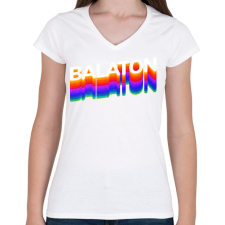 PRINTFASHION Balaton - Női V-nyakú póló - Fehér női póló