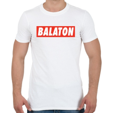 PRINTFASHION Balaton - Piros háttér - Férfi póló - Fehér férfi póló