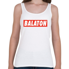 PRINTFASHION Balaton - Piros háttér - Női atléta - Fehér női trikó
