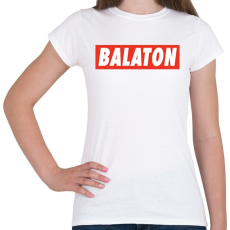 PRINTFASHION Balaton - Piros háttér - Női póló - Fehér