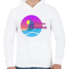PRINTFASHION Balaton Riviéra - Férfi kapucnis pulóver - Fehér férfi pulóver, kardigán