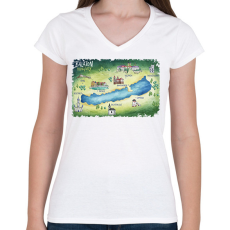 PRINTFASHION Balaton térkép - Női V-nyakú póló - Fehér