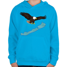 PRINTFASHION Balatoni sas - Gyerek kapucnis pulóver - Azúrkék