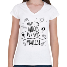 PRINTFASHION #Balcsi - Női V-nyakú póló - Fehér női póló