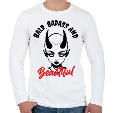 PRINTFASHION Bald, badass & beautiful - Férfi hosszú ujjú póló - Fehér