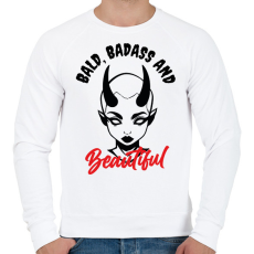 PRINTFASHION Bald, badass & beautiful - Férfi pulóver - Fehér
