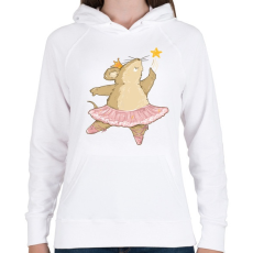 PRINTFASHION Balerina egér - Női kapucnis pulóver - Fehér