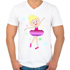 PRINTFASHION Balerina - Férfi V-nyakú póló - Fehér férfi póló