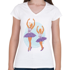 PRINTFASHION Balett - Női V-nyakú póló - Fehér