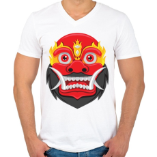 PRINTFASHION Bali Maszk - Férfi V-nyakú póló - Fehér