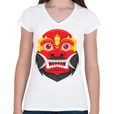 PRINTFASHION Bali Maszk - Női V-nyakú póló - Fehér