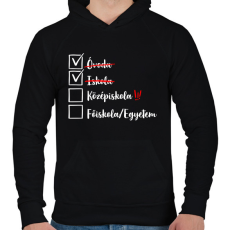 PRINTFASHION Ballagás Iskola fehér - Férfi kapucnis pulóver - Fekete