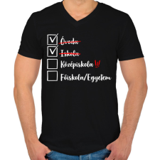 PRINTFASHION Ballagás Iskola fehér - Férfi V-nyakú póló - Fekete férfi póló