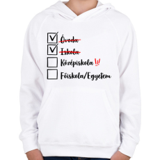 PRINTFASHION Ballagás Iskola fekete - Gyerek kapucnis pulóver - Fehér