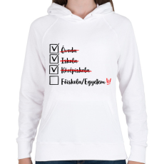 PRINTFASHION Ballagás középiskola fekete - Női kapucnis pulóver - Fehér