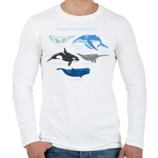 PRINTFASHION Bálna fajták - Férfi hosszú ujjú póló - Fehér férfi póló