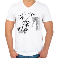 PRINTFASHION bambusz - Férfi V-nyakú póló - Fehér
