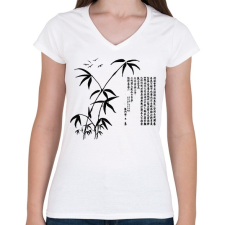 PRINTFASHION bambusz - Női V-nyakú póló - Fehér női póló