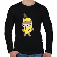 PRINTFASHION Banán cica mém - Férfi hosszú ujjú póló - Fekete férfi póló