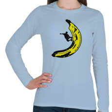 PRINTFASHION Banán deszkás - Női hosszú ujjú póló - Világoskék