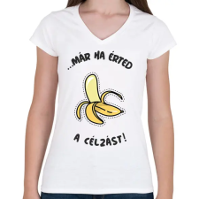 PRINTFASHION BANANA2 - Női V-nyakú póló - Fehér női póló