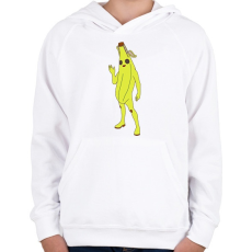 PRINTFASHION Banana Skin Fortnite - Gyerek kapucnis pulóver - Fehér