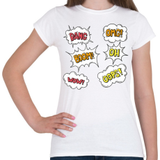 PRINTFASHION bang boom omg oops - Női póló - Fehér