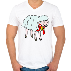 PRINTFASHION Bárány - Férfi V-nyakú póló - Fehér