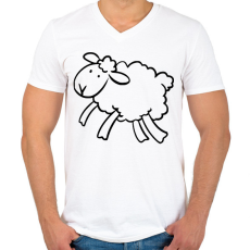 PRINTFASHION Bárány - Férfi V-nyakú póló - Fehér