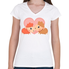 PRINTFASHION Bárány love - Női V-nyakú póló - Fehér női póló