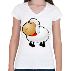PRINTFASHION Bárány - Női V-nyakú póló - Fehér