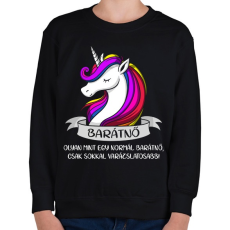 PRINTFASHION Barátnő unikornis - Gyerek pulóver - Fekete
