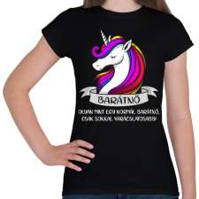 PRINTFASHION Barátnő unikornis - Női póló - Fekete női póló