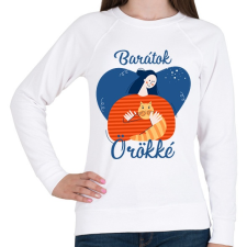 PRINTFASHION Baratok orokke - cicas - Női pulóver - Fehér női pulóver, kardigán