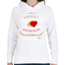 PRINTFASHION Barátság - szerelem - Női kapucnis pulóver - Fehér női pulóver, kardigán