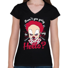 PRINTFASHION Barátságos bohóc - Női V-nyakú póló - Fekete